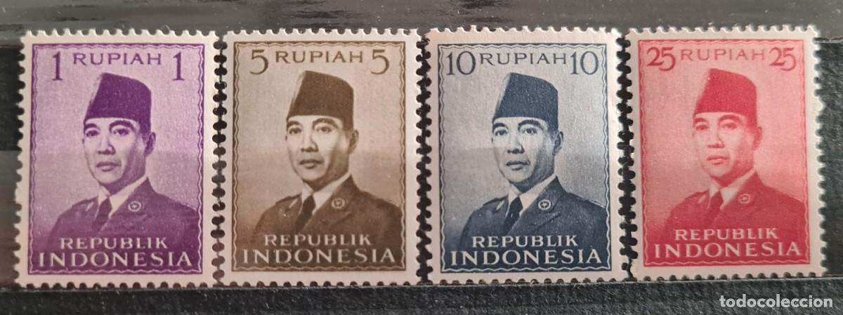 Stamps: Serie de sellos nuevos de Indonesia 1951: presidente Sukarno