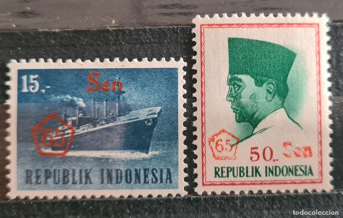 Selos: Serie de sellos nuevos de Indonesia 1965: sellos de 1963-64 sobrecargados