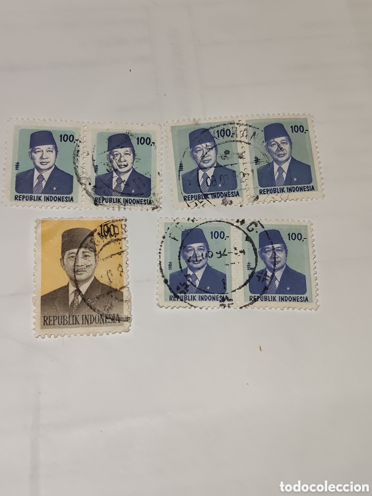 Sellos: 7 Sellos de Indonesia Suharto segundo presidente del pais 1974 usados