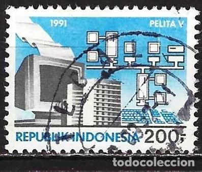 Sellos: Indonesia 1991 - Mi 1381 - YT 1251 - La tecnolog&iacute;a inform&aacute;tica