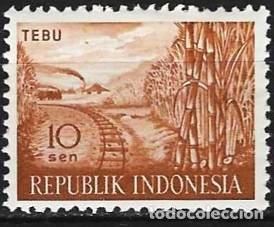 Sellos: Indonesia 1960 - Mi 270 - YT 216 - El cultivo de la ca&ntilde;a de az&uacute;car - MNH**