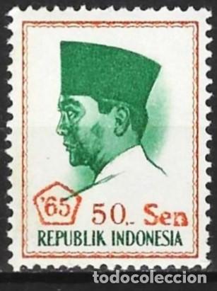 Sellos: Indonesia 1965 - Mi 510 - YT 450 - Presidente Sukarno ( Nuevo valor : 65 ) MNH**