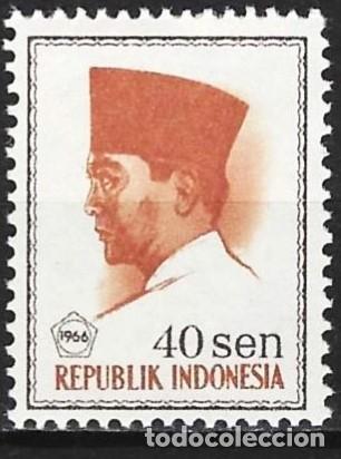 Sellos: Indonesia 1966 - Mi 525 - YT 462 - Presidente Sukarno - MNH**