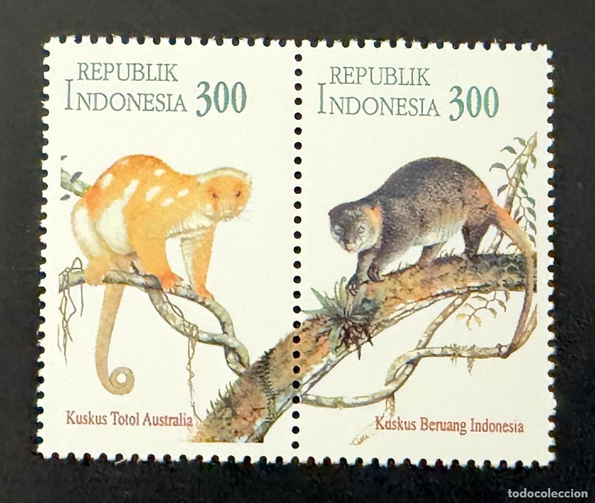 Sellos: Indonesia 1996 Mi. 1610-1611 emisi&oacute;n conjunta fauna mam&iacute;feros