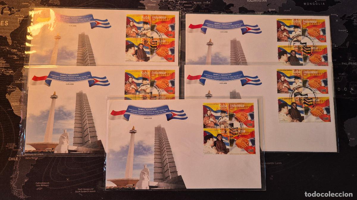 Sellos: INDONESIA 2008 Cuba-Indonesia First Day Cover (lote de 5)