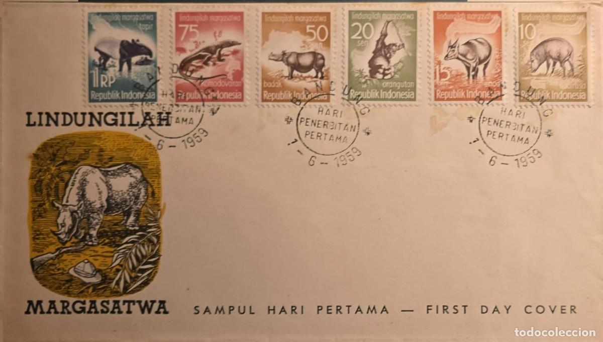 Sellos: TS) 1959 INDONESIA, FDC,ANIMAL PROTECTION CAMPAIGN STAMPS,VF.