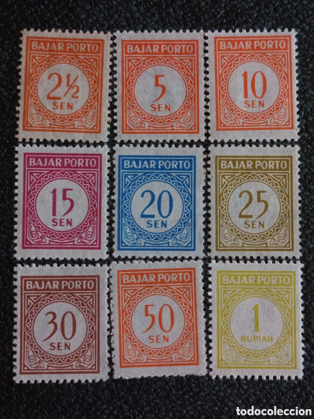 Sellos: Indonesia 1950 Tasa Bajar Porto Serie Completa 9 Val Nuevo Scott J1-J9 Michel 1-9