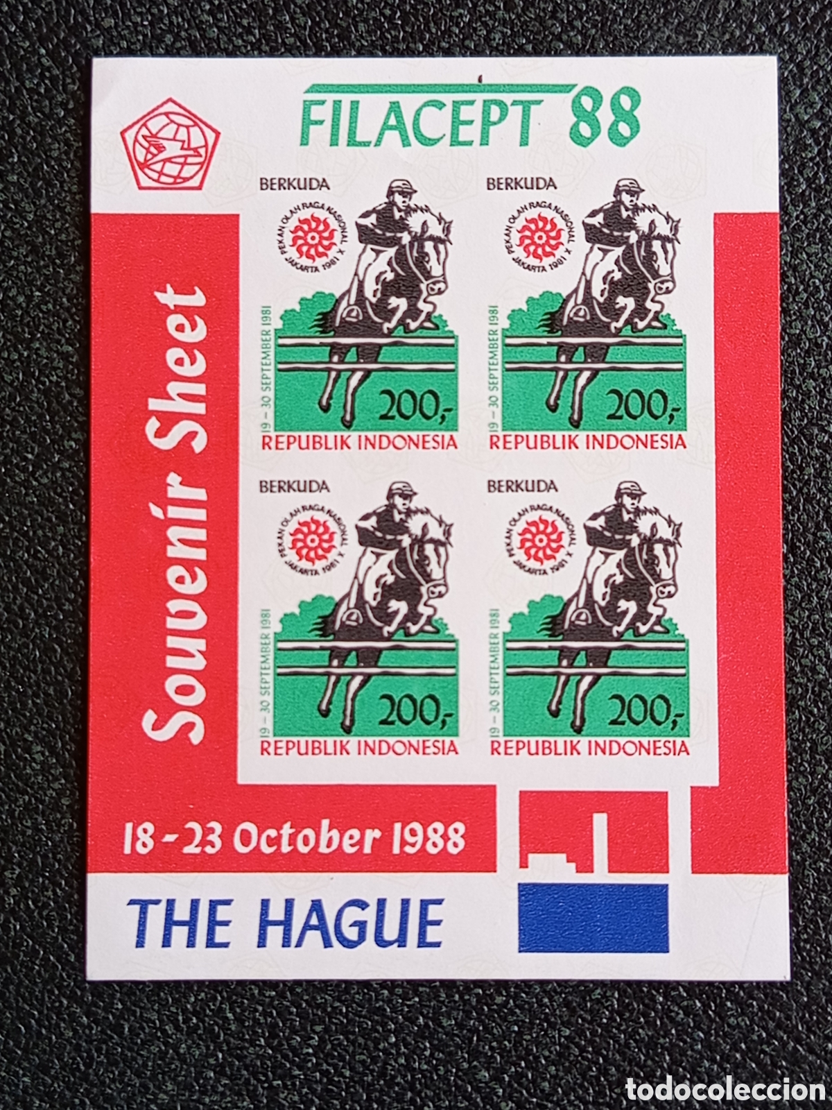 Francobolli: Hoja Bloque Indonesia 1988 H&iacute;pica Caballos Sin Dentar MNH Michel Block 63B