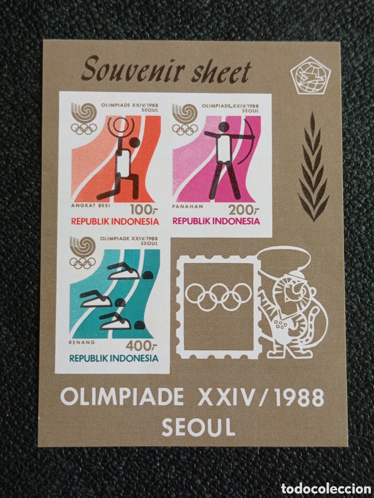 Selos: Hoja Bloque Indonesia 1988 JJ.OO Se&uacute;l 88 Deportes Sin Dentar MNH Michel Bl 61B