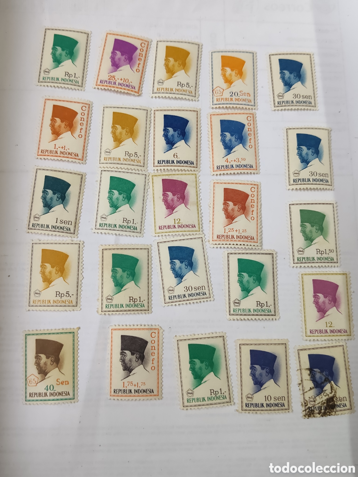 Stamps: 25 sellos de Indonesia Presidente Sukarno 1966