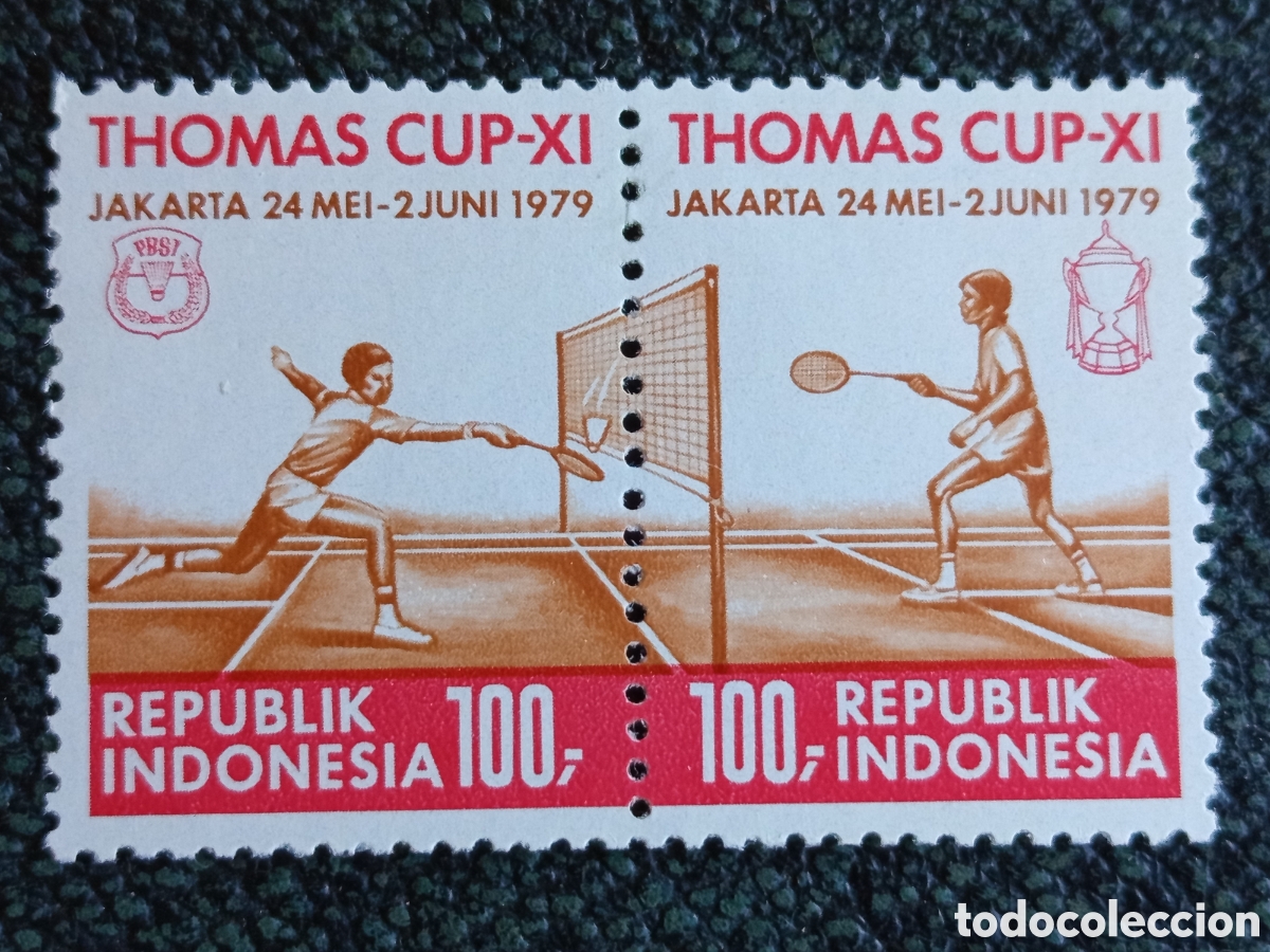 Sellos: Sello Pareja Indonesia 1979 B&aacute;dminton Copa Thomas Scott 1043-1044 / Mi 921-922 MNH