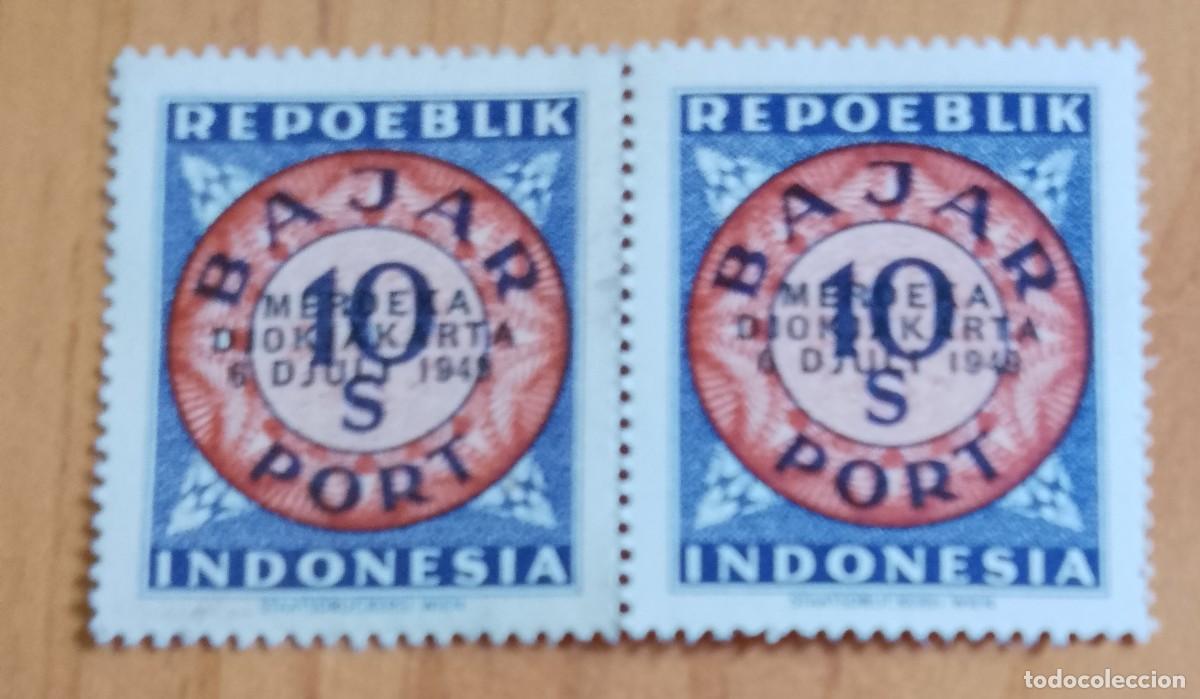 Stamps: INDONESIA, REPOEBLIK - TIRA CON 2 SELLOS - TASA BAJAR 10 S - VER DESCRIPCI&Oacute;N