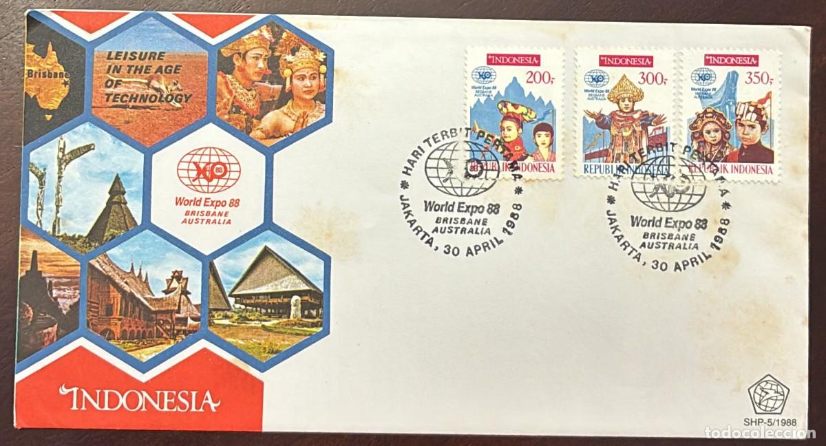 Sellos: TS.)1988, INDONESIA, JAKARTA, FIRST DAY COVER, WITH A COMMEMORATIVE PRE-PRINTED DESIGN FEATURING THE