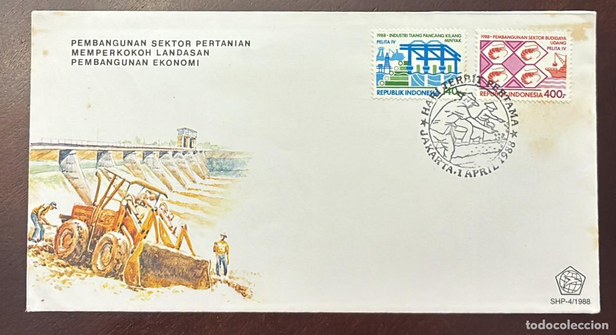 Sellos: TS.)1988, INDONESIA, JAKARTA, FIRST DAY COVER, PRE-PRINTED TO COMMEMORATE THE COUNTRY'S AGRICULTURAL