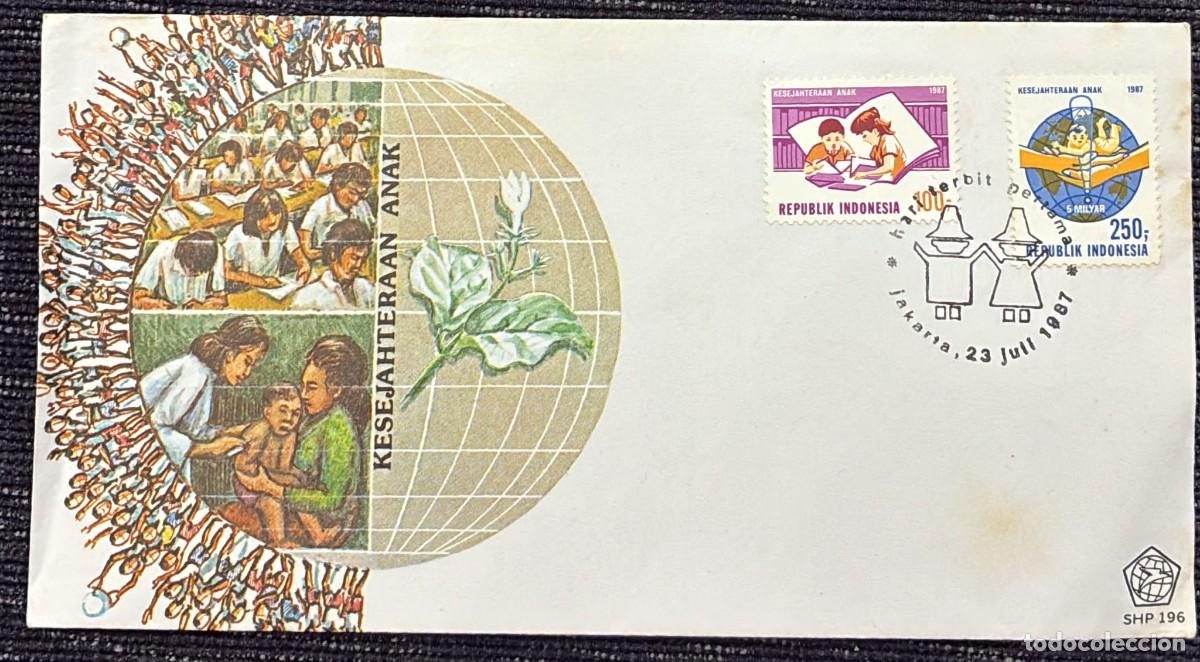 Sellos: TS.)1987, INDONESIA, JAKARTA, FIRST DAY COVER, WITH A COMMEMORATIVE PRE-PRINTED DESIGN DEDICATED TO