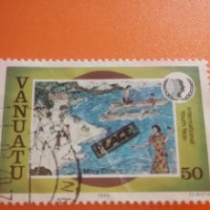 Sellos: SELLO (1/4V) VANUATU MTDOS 1985. AÑO INTER JUVENTUD. DIBUJOS INFANCIA. PLAYA. ARTE. Lote 400770344