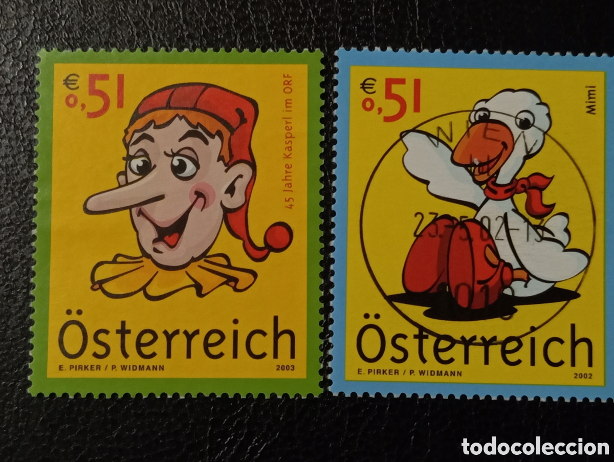 Sellos: Sellos Austria 2002-2003 MH* y CTO Dibujos - Foto 1