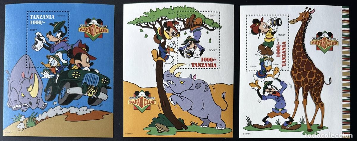 Sellos: Tanzania 1994 Bl. 266-268 Disney Mickey Safari Club Animales