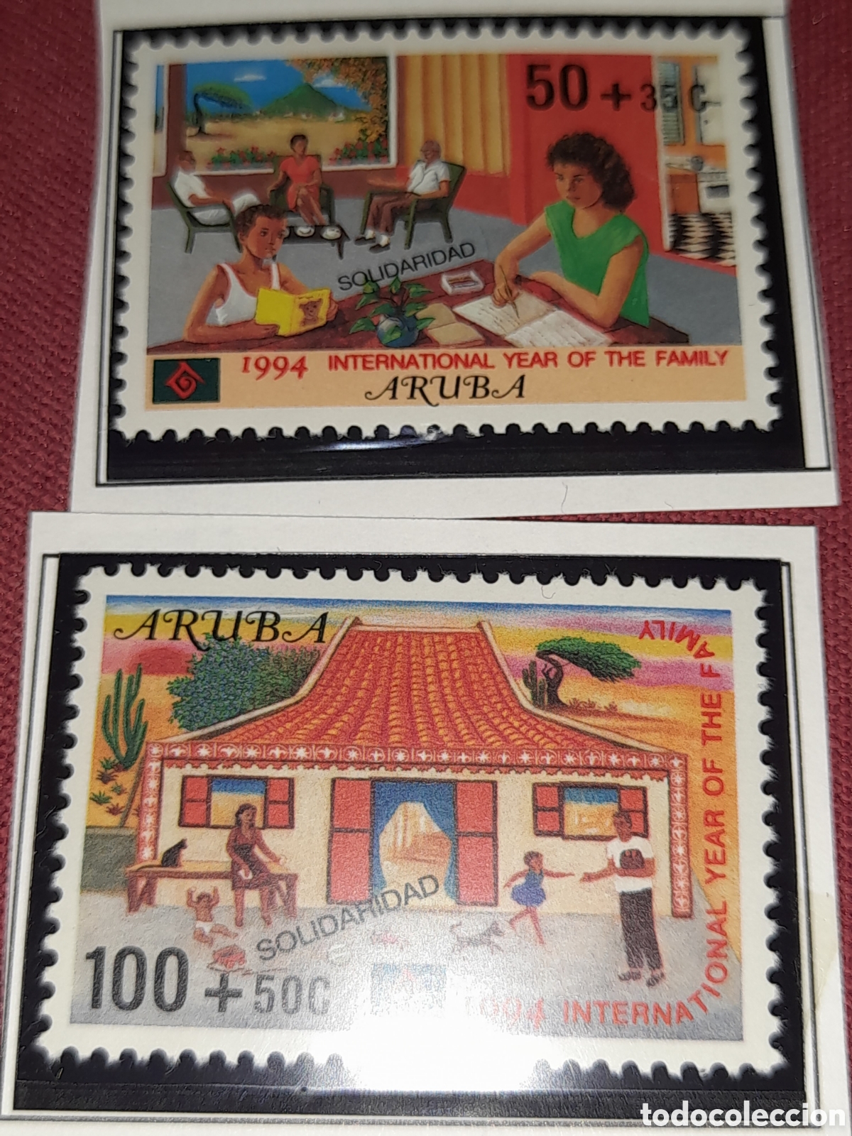 Sellos: Sello Aruba nuevo 1994. Solidaridad. A&ntilde;o inter familia. Casa. Juegos. Perro. Mascotas. Lectura. Natu