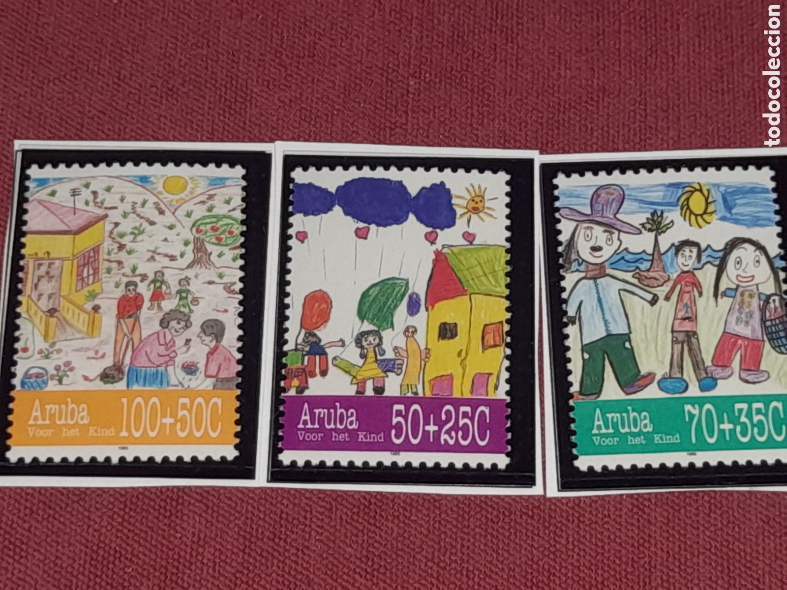 Sellos: Sello Aruba nuevo 1995. Pro infancia. Dibujos. Infancia. Globos. Disfraz. Juegos. Jard&iacute;n. Flora Cest