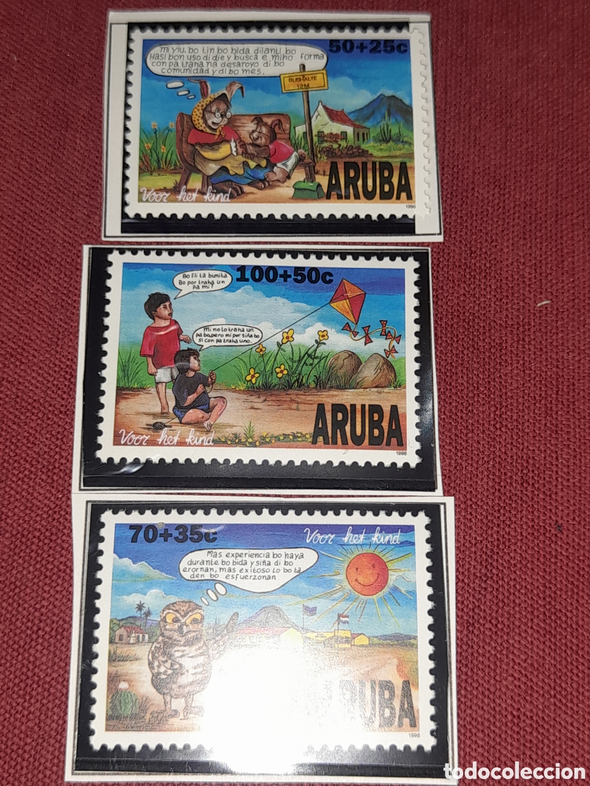 Sellos: Sello Aruba nuevo 1996. Pro infancia. C&oacute;mics. Cuentos. Hadas. Juegos. Cometa. F&aacute;bulas. Animales.
