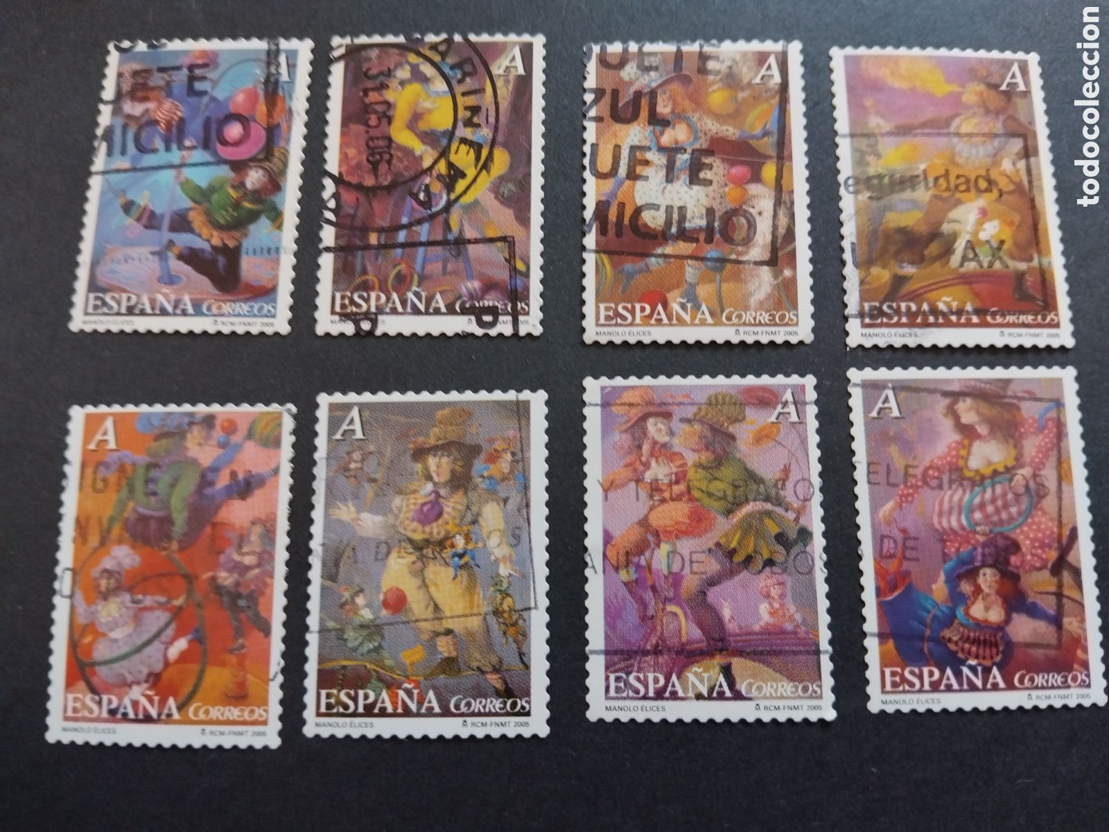 Sellos: Espa&ntilde;a. 2005. El Circo. Emitidos en carnet autoadesivo.