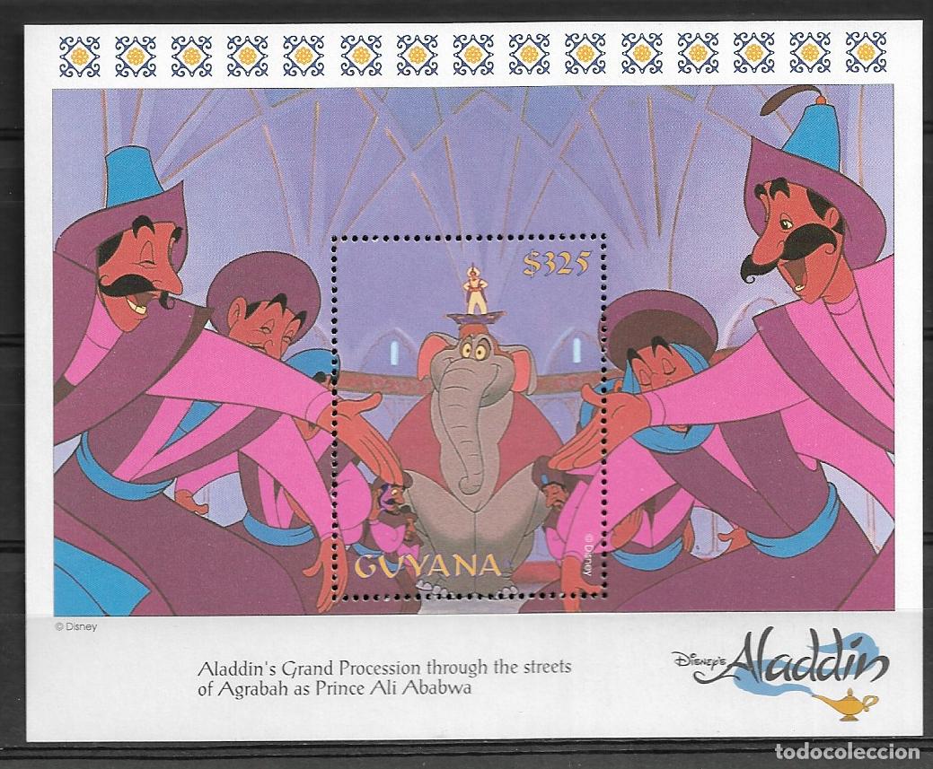 Sellos: GUYANA 1993, HOJA BLOQUE TEMA WALT DISNEY - ALADIN. MNH.