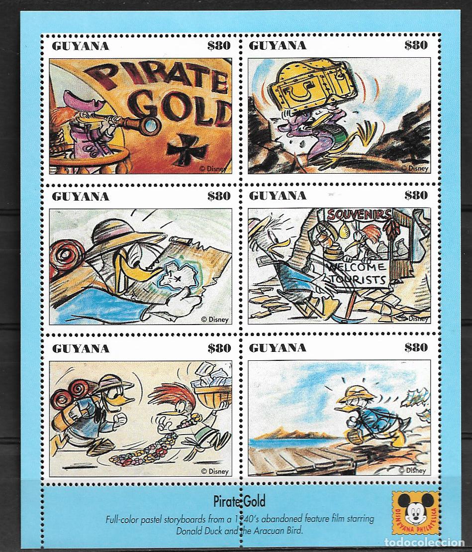 Sellos: GUYANA 1993, HOJA BLOQUE Mi 4464/9 - TEMA WALT DISNEY - PIRATE GOLD. MNH.
