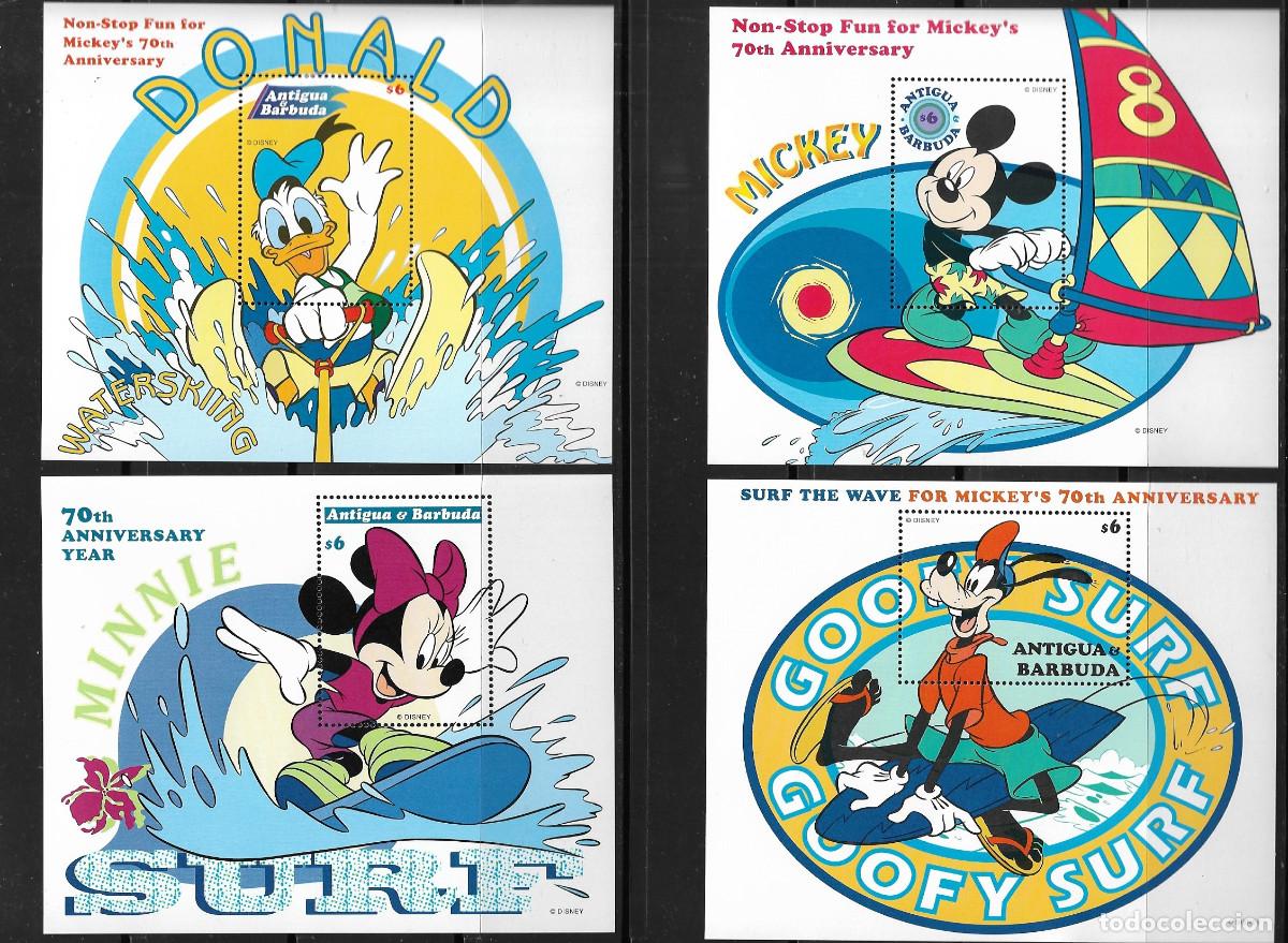Sellos: ANTIGUA Y BARBUDA 1999, HOJAS BLOQUE 413/16 - TEMA WALT DISNEY - 70&ordm; ANIV. MICKEY. MNH.