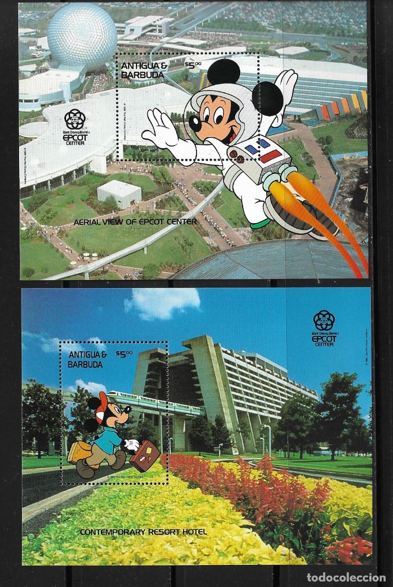 Sellos: ANTIGUA Y BARBUDA 1988, HOJAS BLOQUE - TEMA WALT DISNEY - EPCOT CENTER. MNH.