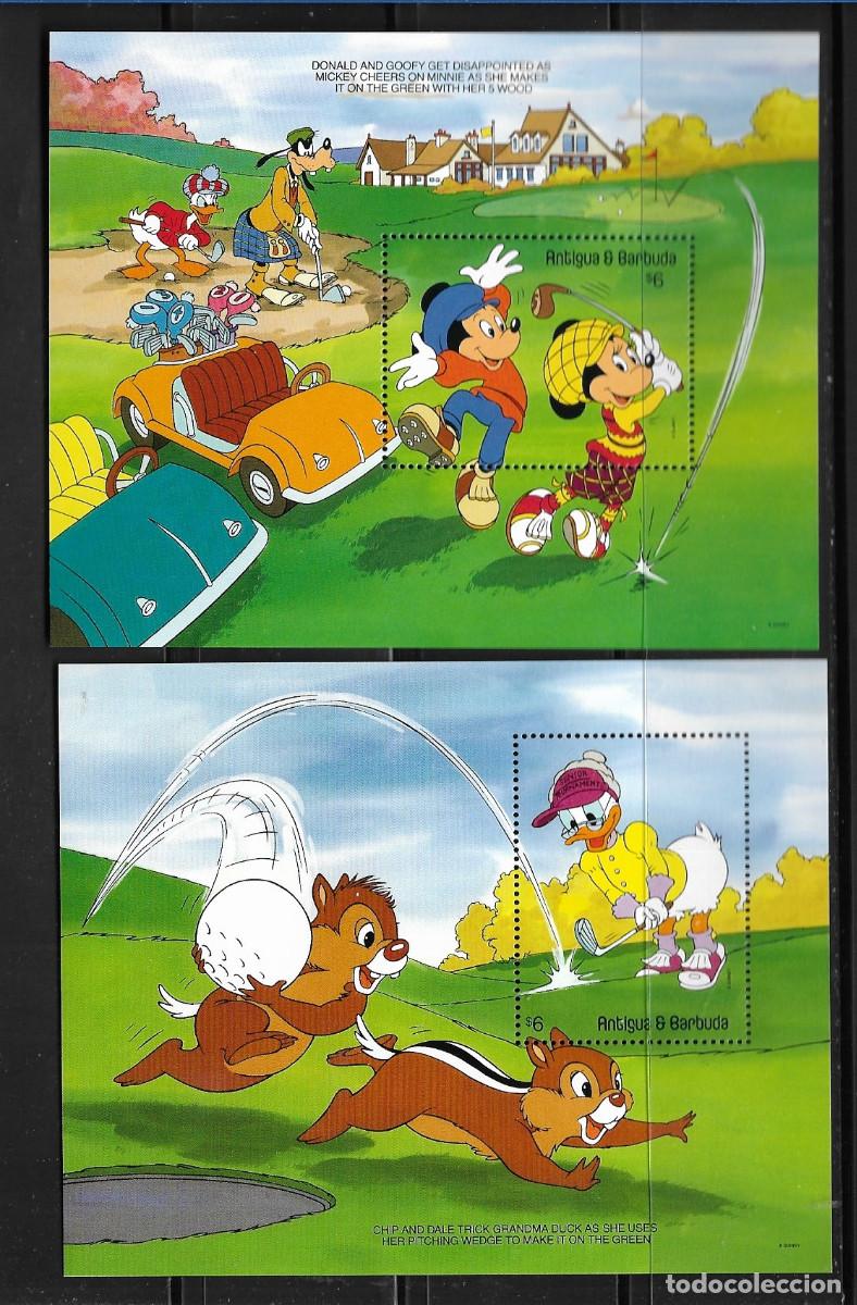 Sellos: ANTIGUA Y BARBUDA 1991, HOJAS BLOQUE - WALT DISNEY - JUGANDO AL GOLF. MNH.