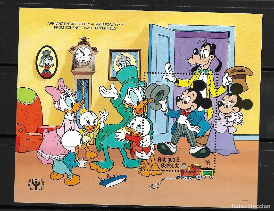 Sellos: ANTIGUA Y BARBUDA 1990, HOJA BLOQUE - WALT DISNEY - PERSONAJES. MNH.