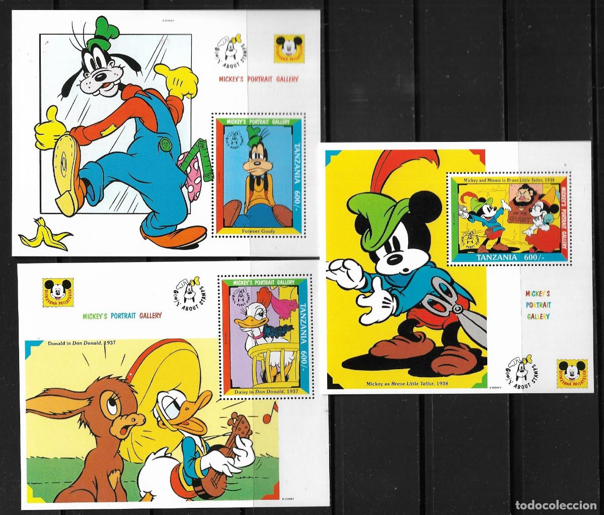 Sellos: TANZANIA 1992, HOJAS BLOQUE Mi. 197/99 - WALT DISNEY - DIBUJOS ANIMADOS. MNH.