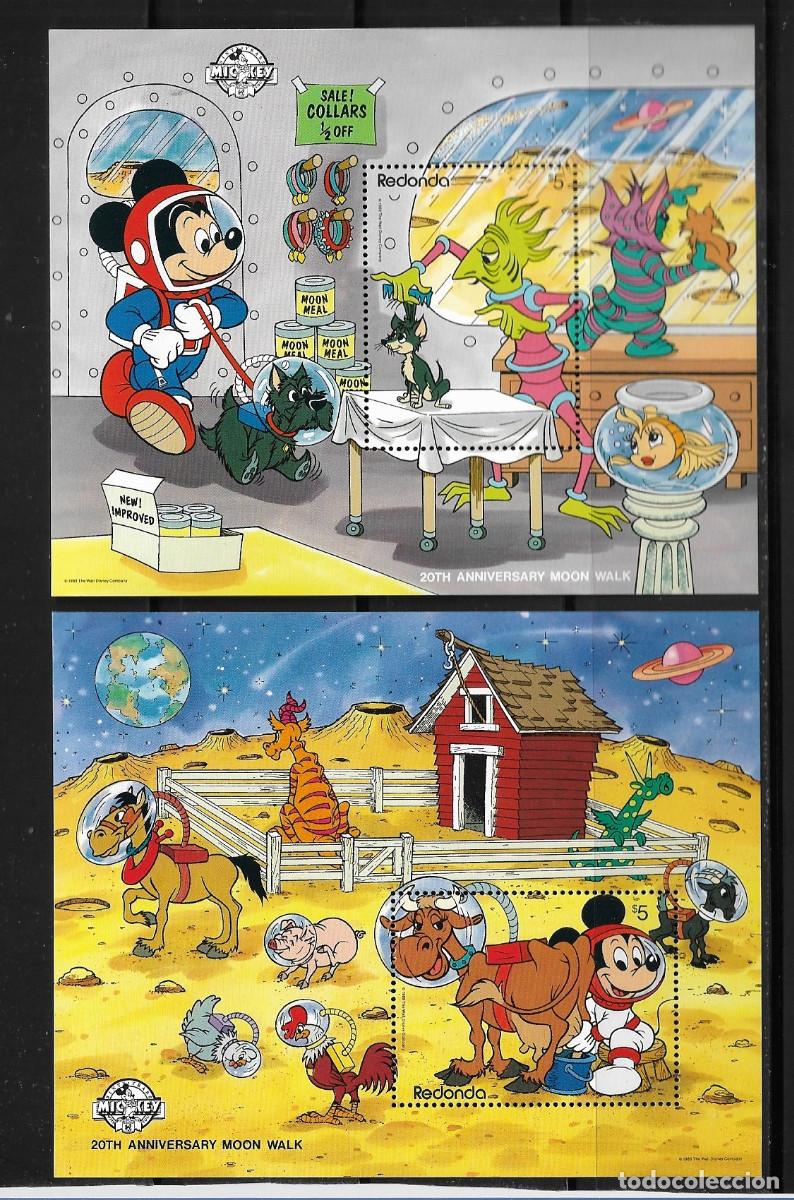 Sellos: REDONDA 1989, HOJAS BLOQUE - WALT DISNEY - 20&ordm; ANIVERSARIO ALUCINAJE. MNH