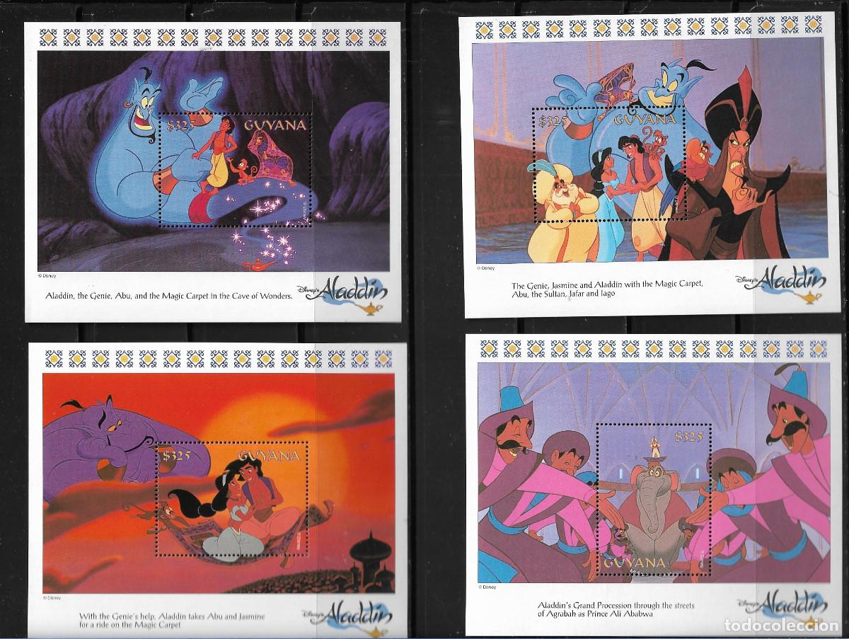 Sellos: GUYANA 1993, HOJAS BLOQUE Ivert 368/71 - WALT DISNEY - ALAD&Iacute;N. MNH