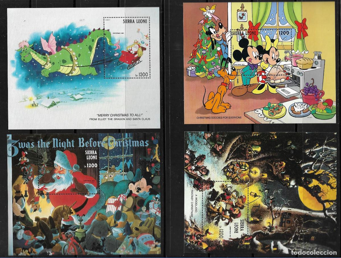 Sellos: SIERRA LEONA 1993, HOJAS BLOQUE - WALT DISNEY - NAVIDAD. MNH