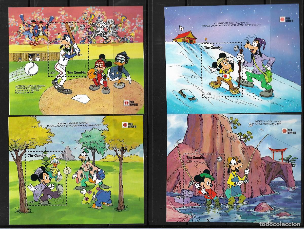 Sellos: GAMBIA 1991, HOJAS BLOQUE 118/21 - WALT DISNEY - PHILA NIPPON. MNH