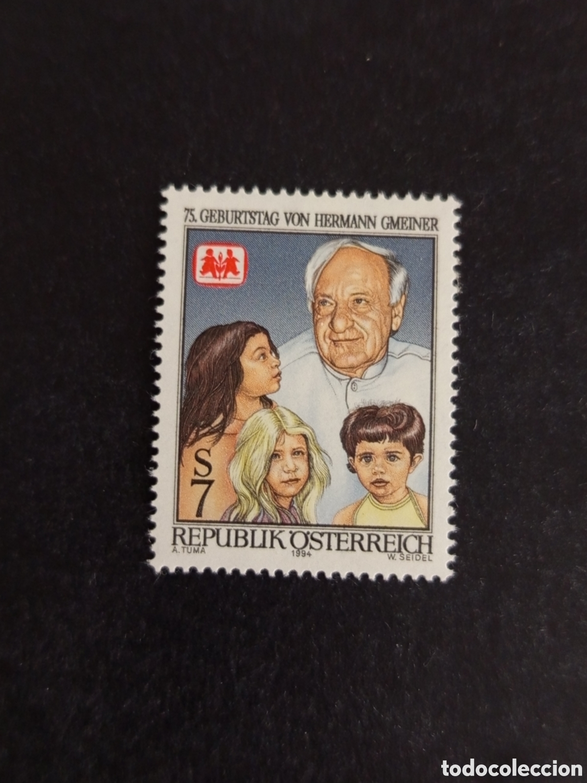 Sellos: AUSTRIA, 1994. Hermann Gmeiner. Fundador Ciudades de la infancia. Yvert 1958. Pedido m&iacute;nimo 3 &euro;.