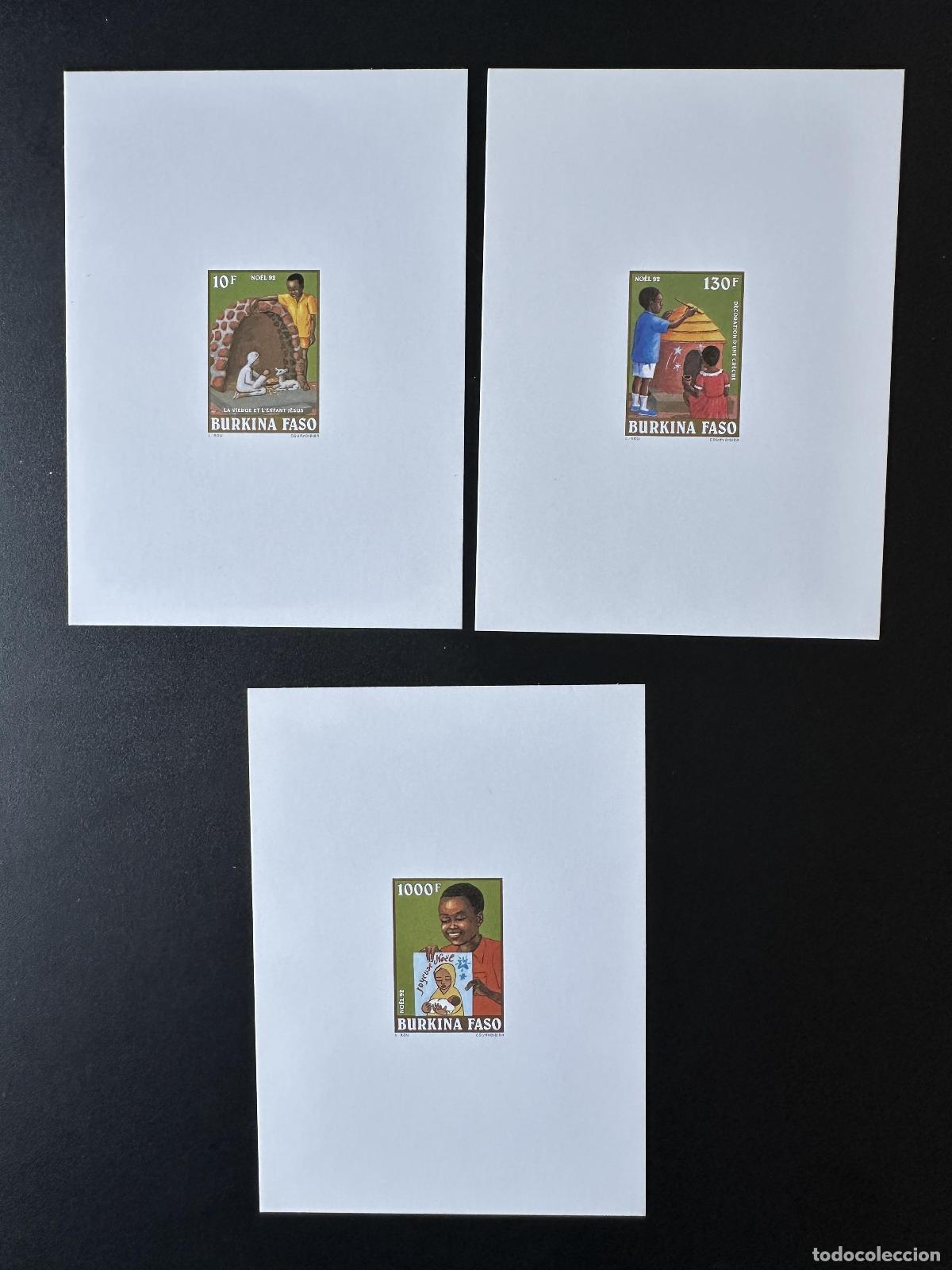 Sellos: Burkina Faso 1992 Mi. 1277 - 1279 dibujo art&iacute;stico navide&ntilde;o para ni&ntilde;os a prueba de lujo