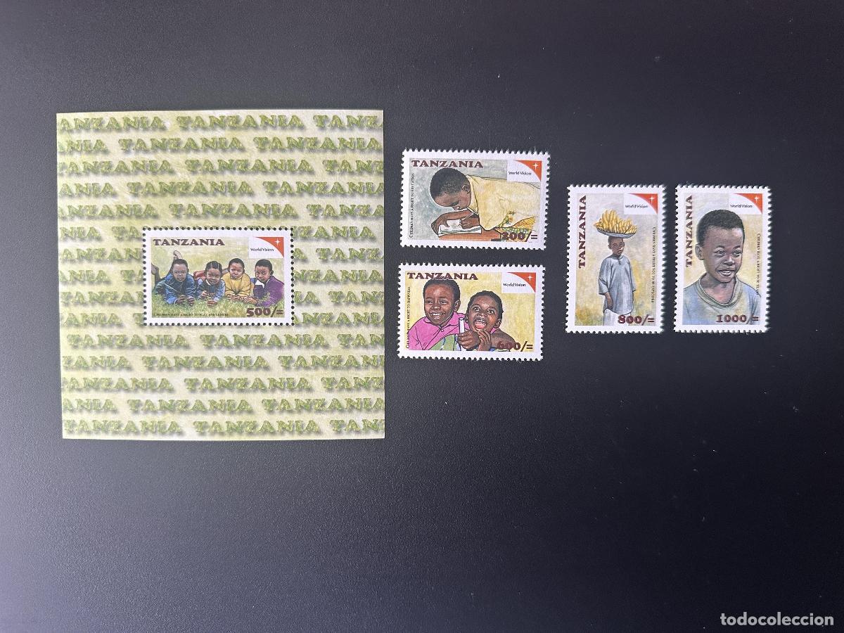 Sellos: Tanzania 2001 Mi. 4017-4020 Bl. 529 World Vision Infancia Ni&ntilde;os Escenas de la vida
