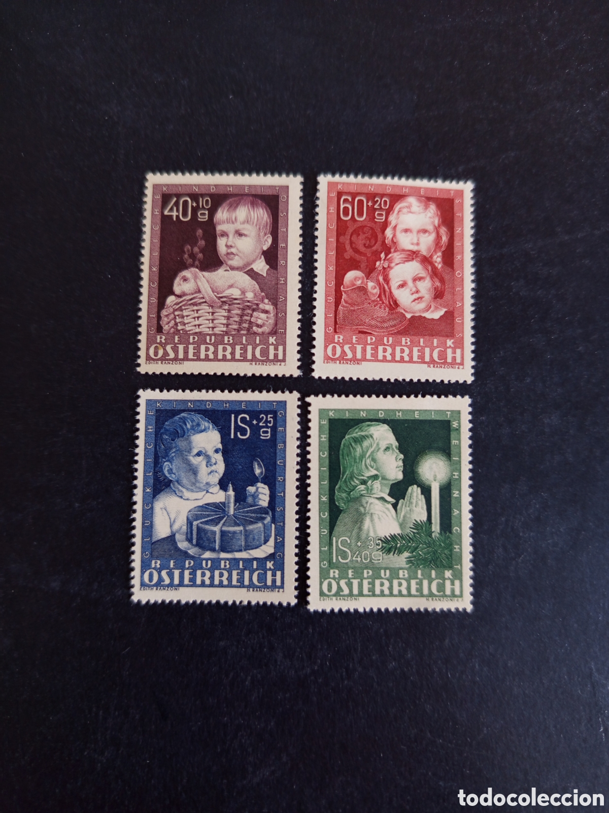 Sellos: AUSTRIA, 1949. Obras pro infancia. Yvert 765/8. Ver fotos. Serie completa.