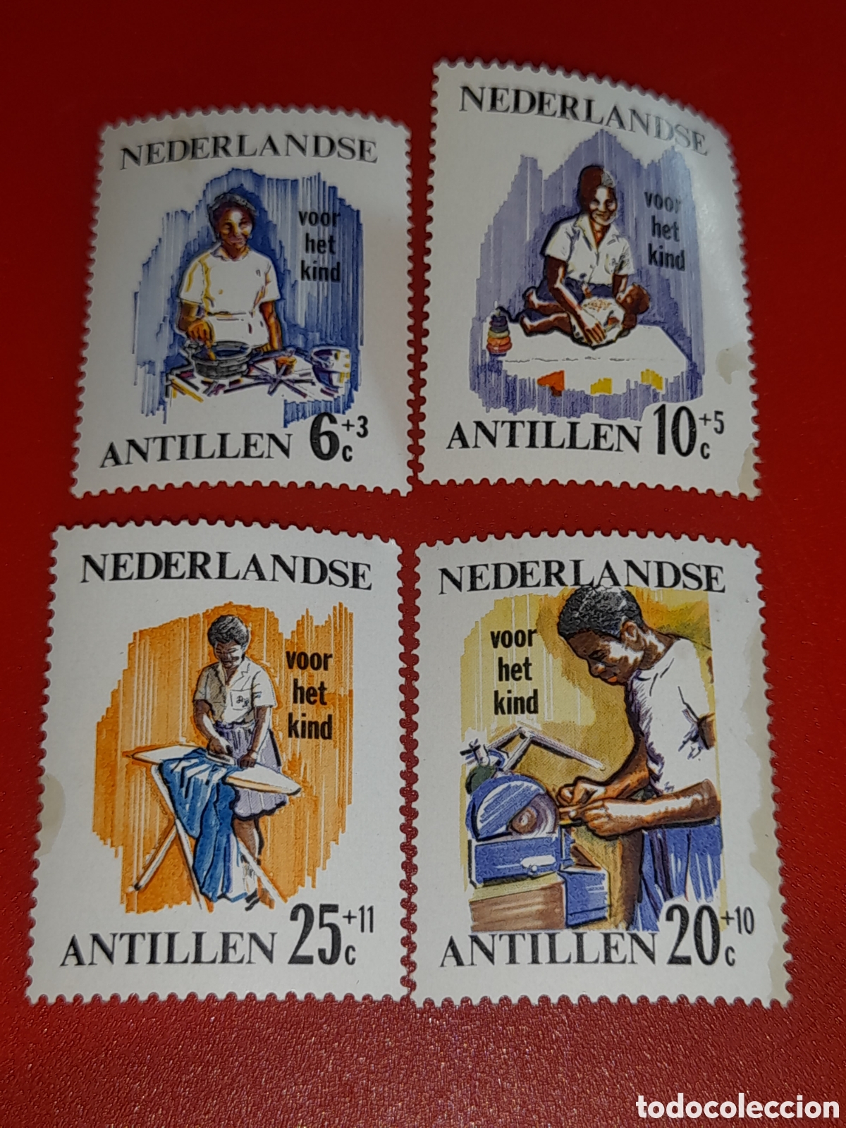 Sellos: Sello Antillas Holandesas nuevo 1966. Pro infancia. Trabajo. Cuidados. Prevenci&oacute;n. Plancha. Cocina