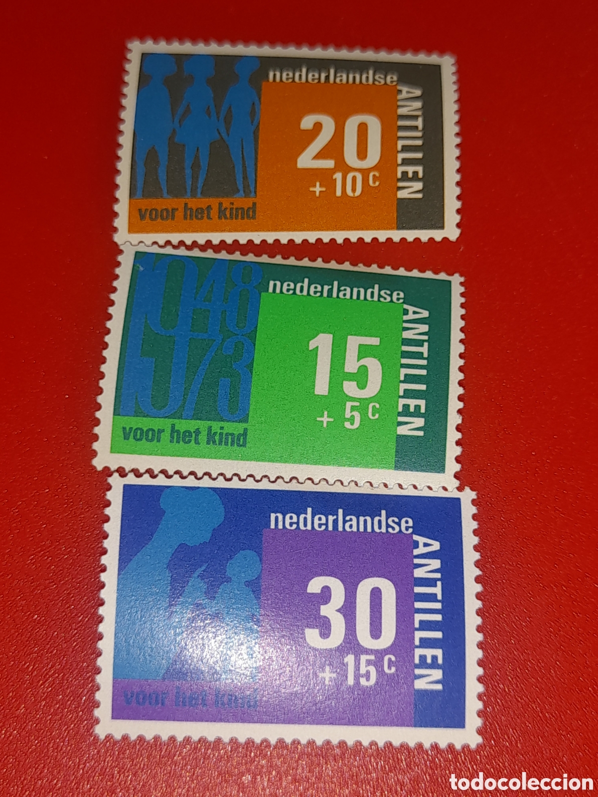 Sellos: Sello Antillas Holandesas nuevo 1973. 25Aniv Bienestar infancia. Madre. Mujeres. Ayuda. Juventus.