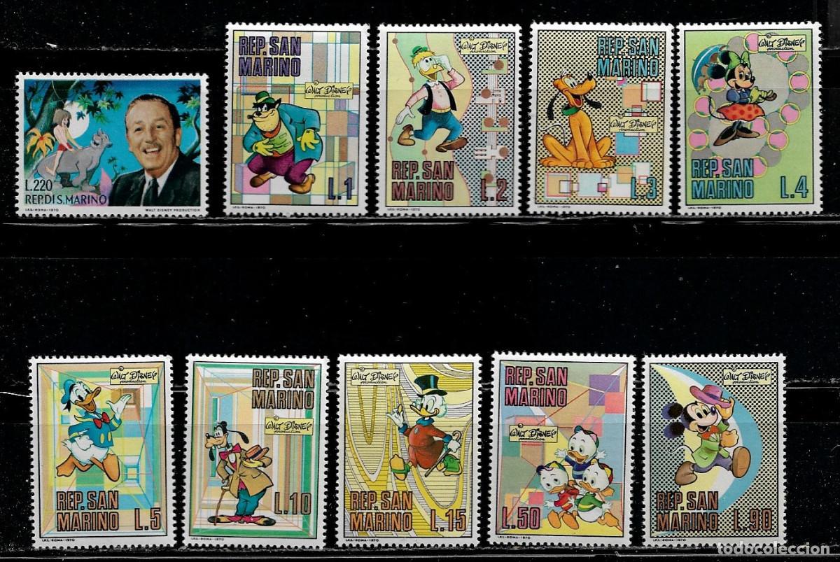 Sellos: SAN MARINO 1970, SERIE Ivert 769/78 - HOMENAJE A WALT DISNEY. MNH.