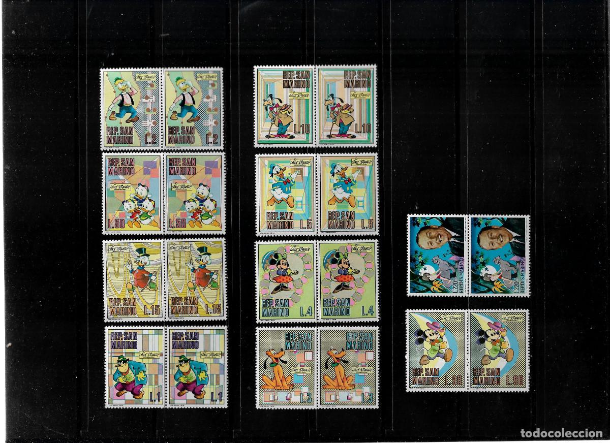 Sellos: SAN MARINO 1970, SERIE Ivert 769/78 - HOMENAJE A WALT DISNEY EN PAREJA . MNH.
