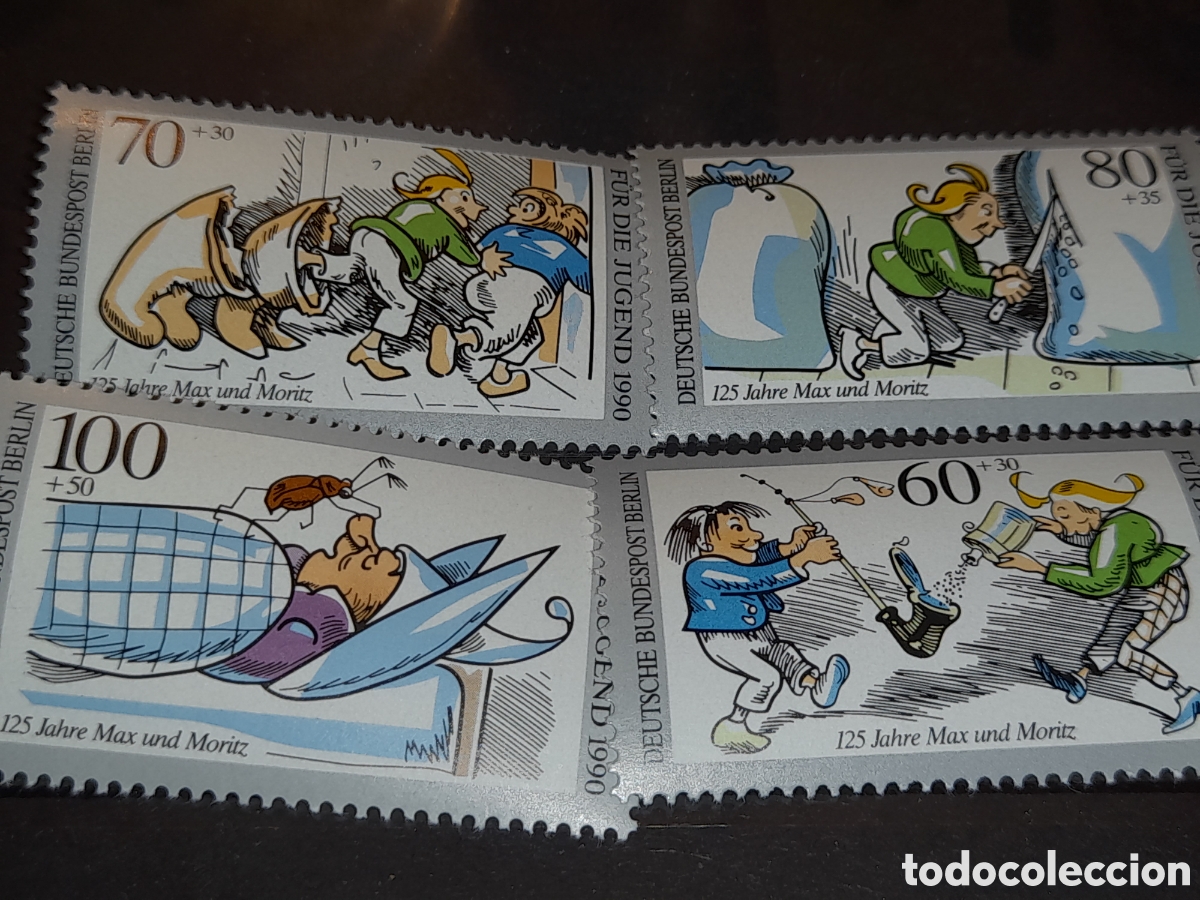Sellos: Sello Alemania, Berlin nuevo 1990. Pro juventud. 125Aniv publicaci&oacute;n c&oacute;mics M&aacute;s. Animaci&oacute;n. Cuento.