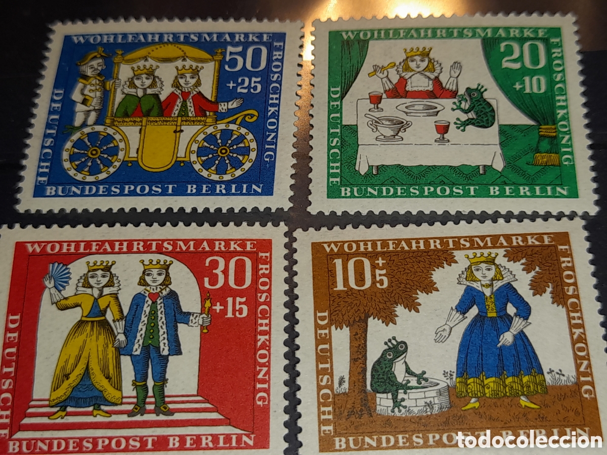 Sellos: Sello Alemania, Berl&iacute;n nuevo 1966. Principe encantado. Rana. Carruaje. Palacio. Grimm. Hadas Cuentos
