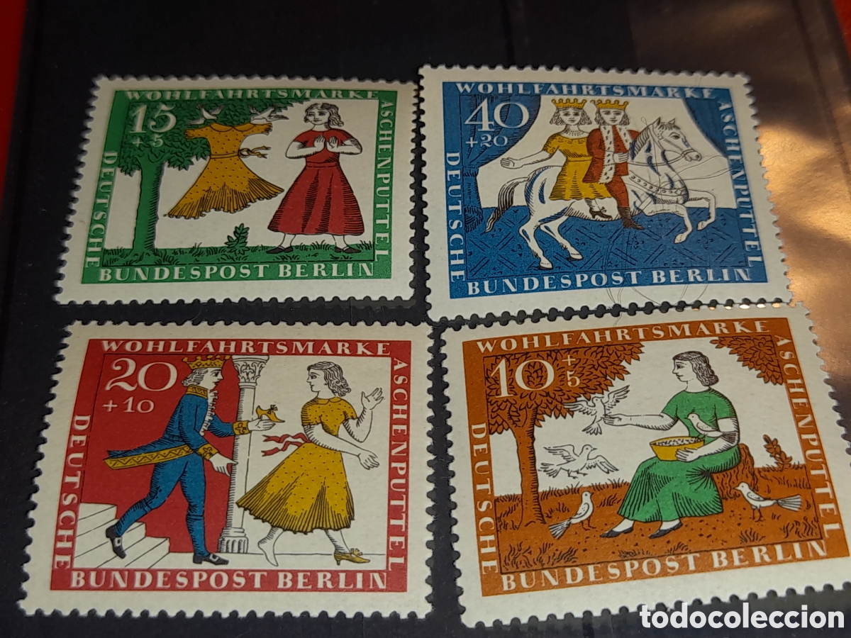 Sellos: Sellos Alemania, Berl&iacute;n nuevo 1965. Pro infancia. La Cenicienta. Cuento. Hadas. Aves. &Aacute;rboles. Princ