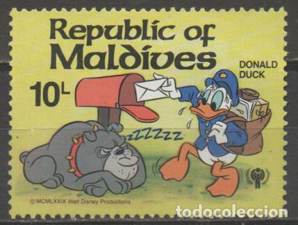 Francobolli: MALDIVAS IVERT N&ordm; 740, PATO DONALD CARTERO DISNEY, A&Ntilde;O INTERNACIONAL DEL NI&Ntilde;O, NUEVO ***