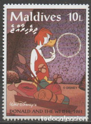 Briefmarken: MALDIVAS IVERT N&ordm;1971 DE LA PELICULA DONALD Y LA RUEDA DE DISNEY, NUEVO***
